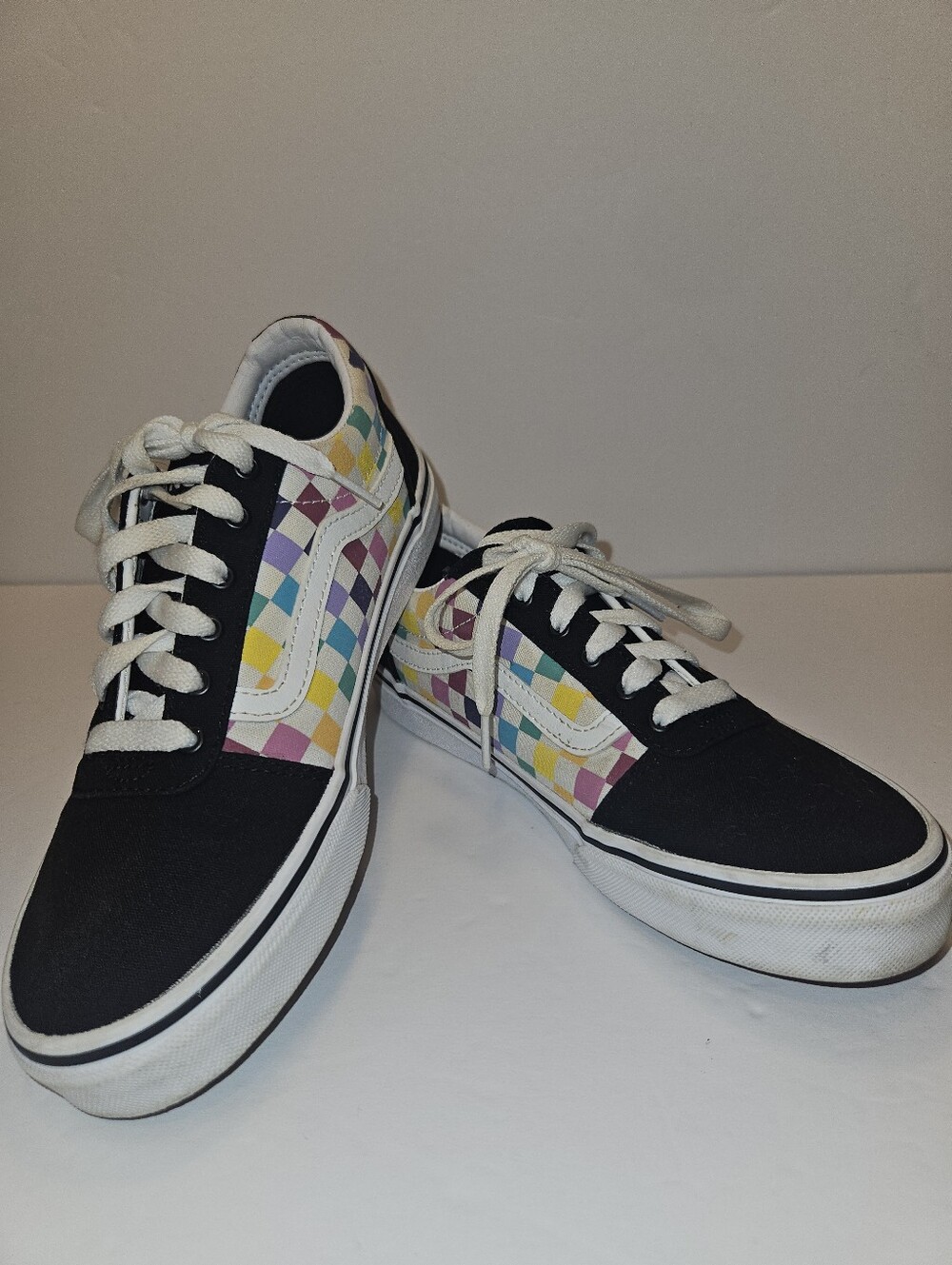 Vans Missy Old Skool Multicolor Rainbow Checkers Skate Shoes Women's Size 6